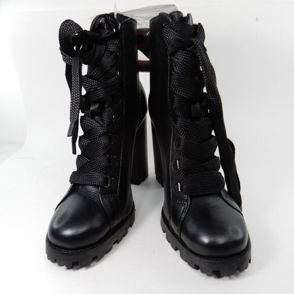 Schutz Zhara Lace up Ankle High Heel Bootie Size 8.5 Black Leather NEW $158 - Picture 13 of 16